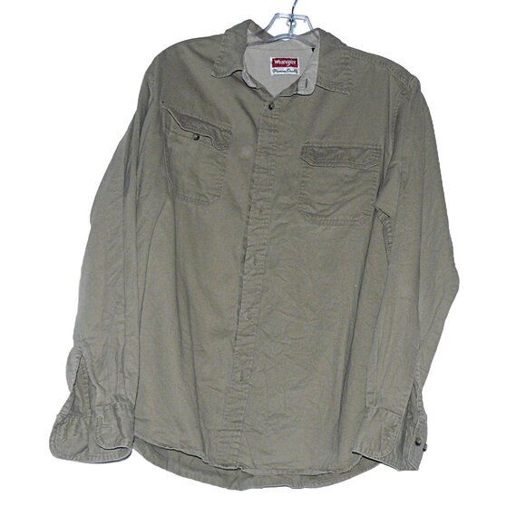 Wrangler Khaki Color Button Down Shirt.  Size Medium - Picture 1 of 4
